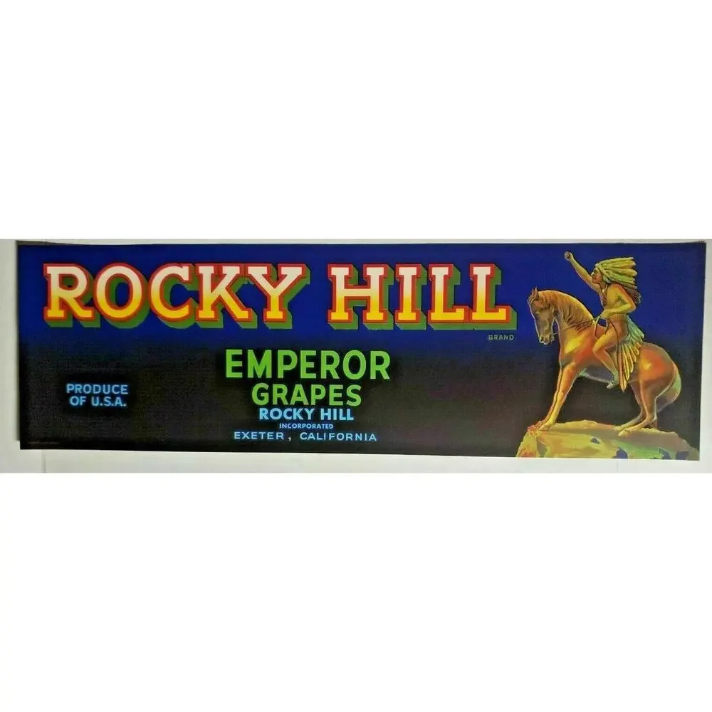 Vintage‎ Rocky Hill Original 1940s Exeter CA Emperor Grape Crate Label Z-2